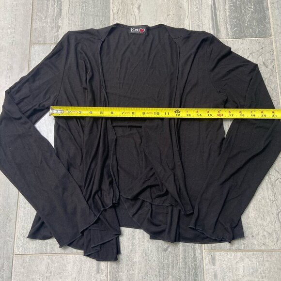Young at Heart Lightweight Open Waterfall Front Cardigan Black Size Small - Picture 5 of 7